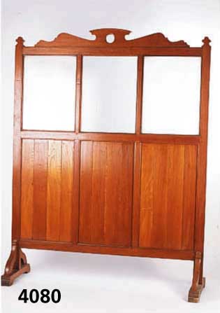 Paravent, deutsch,um 1900/10, AnklÄnge an den Barock-Jugendstil, Eiche massiv, Glas ori- ginal, gegossen, barokisierend, schlichte elegante ...