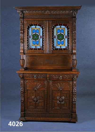 AufsatzmÖbel, Belgien, um 1890/1900, Korpus Weichholz, Eiche massiv, Renaissancestil, leichter Barockeinfluß, aufgesetzte Schnitzer- eien, ...