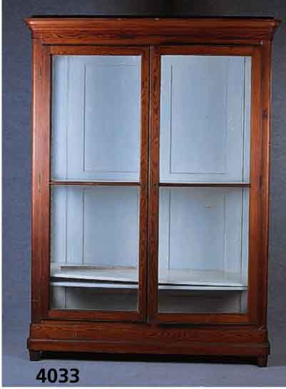 Vitrinenschrank, deutsch, um 1890/1900, im SpÄtbiedermeierstil, Zirbelkiefer, von bester QualitÄt, original Verglasung, Rahmenverarbei- tung, ...