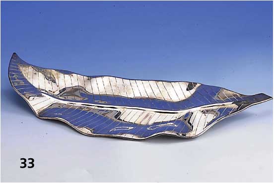 Silberobjekt "Blatt", Silber, geprÜft, total ca. 480 g, Handarbeit, ca. 46 x 17 cm