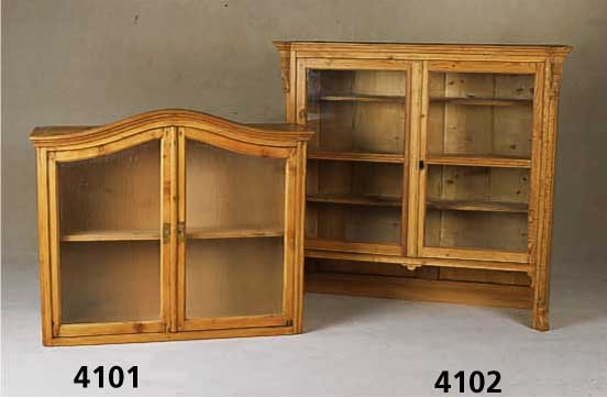 HÄngeschrank, deutsch, um 1880/90, Kiefer massiv, Barockstil, Scheiben erneuert, mit Einlegeboden, auch als Sammlerschrank zu ver- wenden, ca. ...