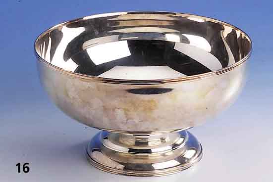 Fußanbietschale, 800er Silber, Rand mit Rillendekor, sonst glatt, H ca. 12 cm, D ca. 23 cm, ca. 485 g
