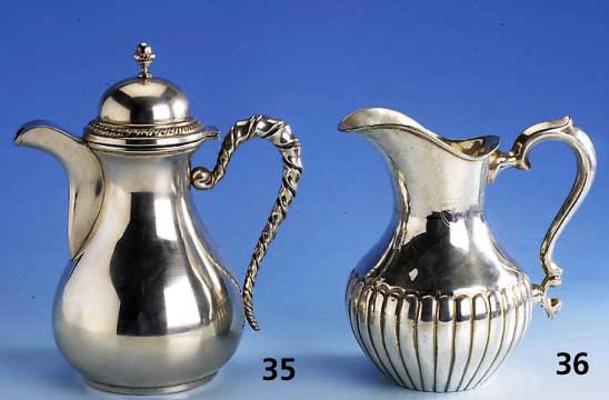 Wasserkrug, 900er Silber, ca. 375 g, bauchige Form