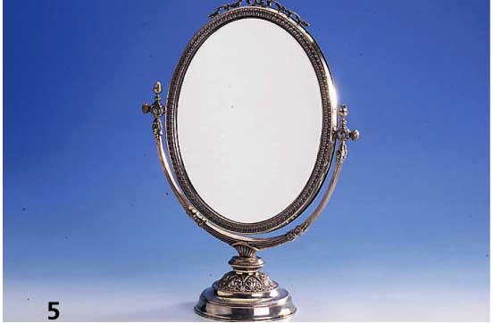 Standspiegel, Italien, 800er Silber, klassizistisch, Fuß gefÜllt, H ca. 44 cm, B ca. 30 cm