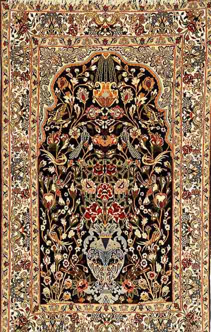 Esfahan fein, Persien, 20Jahre, Korkwolle mit und auf Seide, ca. 170 x 107 cm,EHZ 1-2 SchÄtzwert: 3200.- EURO, ca. 1 Mio Kn/qm