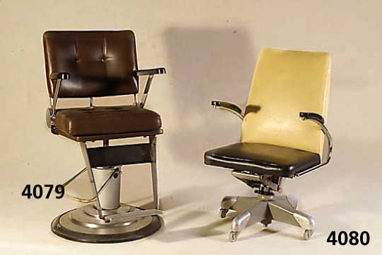 Stuhlsessel, Entwurf Mauser, um 1954, Gestell Aluminium/Stahl, teilweise verchromt, Bezug Kunstleder in schwarz und beige/gelb, hÖhen- und ...