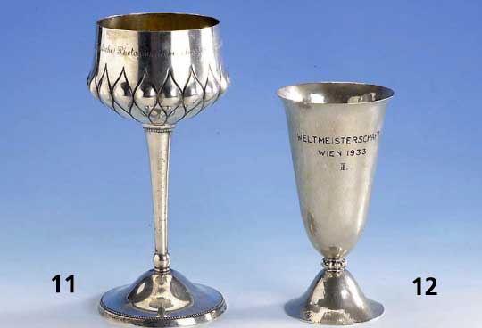 Pokal, Wien um 1915/16, 800er Silber, Hammerschlagverzierung, Meistermarke Sturm, Wien, reine Handarbeit, spÄter Jugendstil, im Stil der Wiener ...