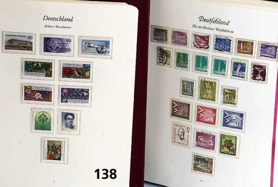 5 Alben Briefmarken, Schwerpunkt Bundes- republik Deutschland, Generalgouvernement, Franz. Zone und Saargebiet, Schwerpunkt 1950 (Berlin 1998), ...