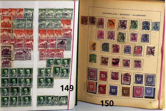 Deutsches Reich 182/1945, umfangreiches Slg., beginnend bei den Brustschilden Über Weimar bis zum 3. Reich, vielfach doppelt gesammelt, besehen ...
