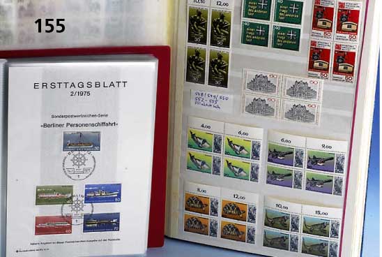 Berlin postfr. Viererblock-Sammlung, aus Nr. 270 bis 867, wohl weitgehend komplett, dazu Bund/Berlin 1974/82, ErsttagsblÄtter in 5 Alben und 2 ...