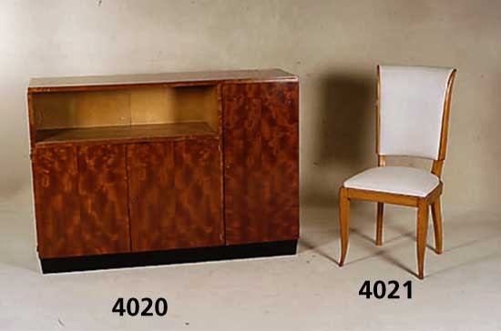 6 ArtDeco-HochlehnstÜhle, Frankreich, um 1930, Buche, nußbaumfarben gebeizt, neu verleimt, neu gepolstert und bezogen, schÖnes elegantes MÖbel ...