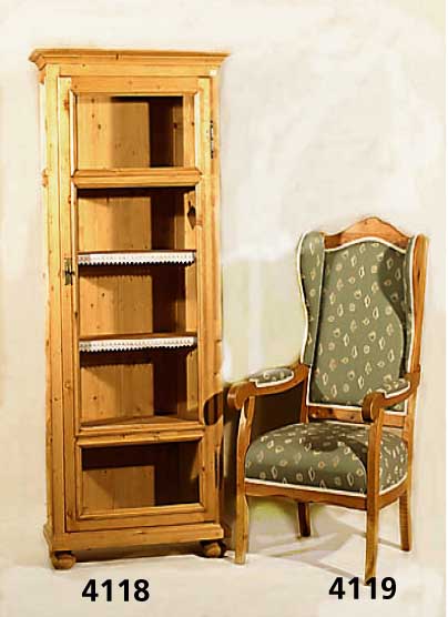 Vitrinen- bzw. BÜcherschrank, deutsch, nach dem Vorbild von 1880/90, Weichholz massiv, aufgesetzte Leisten, EinlegebÖden, praktisch, wohnfertig, ...
