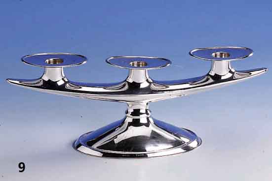Kerzenleuchter mit 3 Brennstellen, deutsch, 60er Jahre, gefÜllt, 835er Silber, Bodenplatte Metall, H ca. 10 cm, B ca. 28 cm