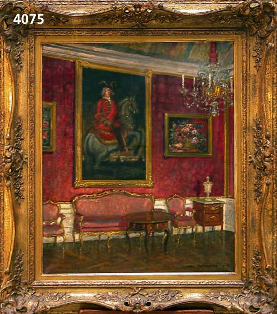 Ölbild, Purrmann Karl, 1877-1966, "Schloß- interieuer Ludwigsburg", feine Farbigkeit, in rosa und rot TÖnen, Spiegel des Lichtes bei ...