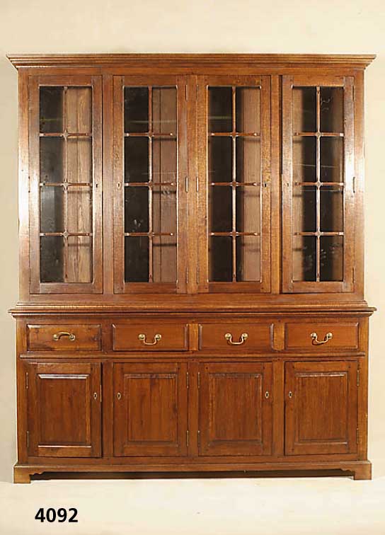 BÜcherschrank, Elsaß/Lothringen, im Stil von 1860/70, im Rahmensystem aufgebaut, Eiche massiv, versprosst und verglast, stiltypisch, sehr ...