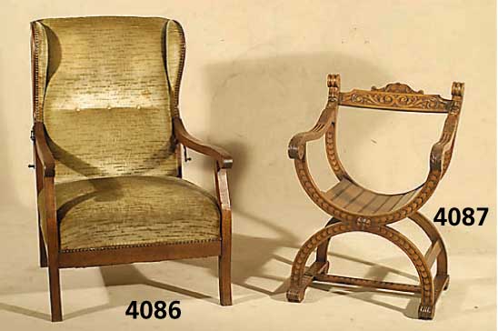 Ohrenbackensessel, deutsch, um 1850/60 SpÄtbiedermeier, Rahmen massiv eiche, Polster- ung aus der Zeit und intakt, Mohairbezug 60er Jahre, ...