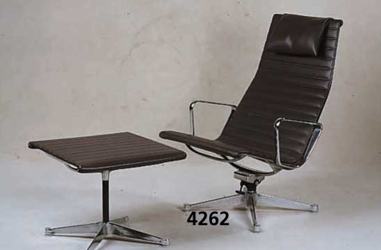 Liegesessel, Modell "EA 124", Entwurf Charles Eames 1958, Vitra, Gestell aus verchromtem Aluminium, Bezug Leder, gefertigt wohl 1984, ...