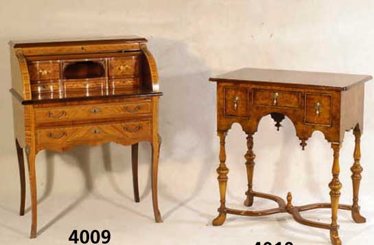 RollsekretÄr, Frankreich, um 1930/40, Korpus Buche und Eiche massiv, sogenannte Bogenklap- pe massiv, Palisander- und Rosenholzfurnier z.T. ...