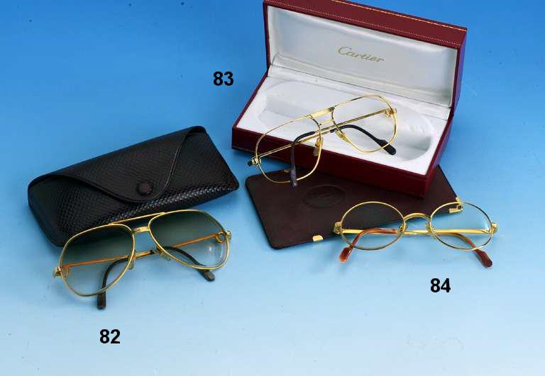 CARTIER-Brille, Modell Manhattan, GoldausfÜhrung, sign. Cartier 51 20 und 135 Orig. Etui