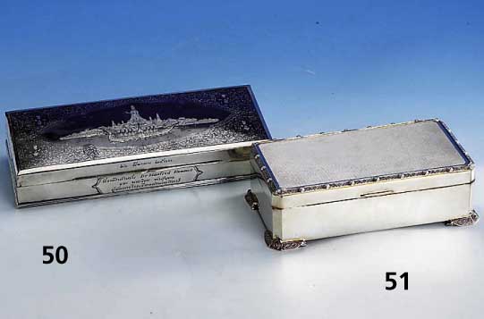 Deckeldose, Birmingham 1956, 925er Silber, Holzkorpus mit Unterteilung, guill., 5 x 16 x 9 cm