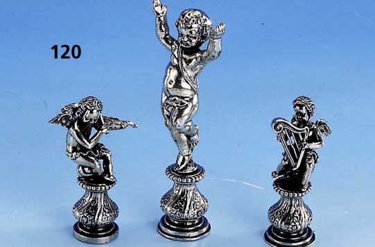 Konvolut 3 Petschaften "Putto", 925er Silber, Gravurplatte frei, 2 x mit Musikinstrumenten, vollplastische schwere Ausf., H ca. 6 bzw. ...