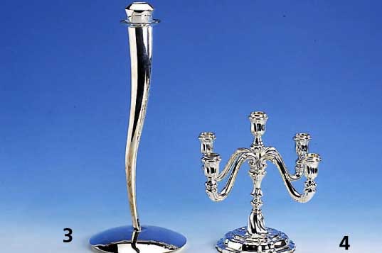 5-armiger Kerzenleuchter, 925er Silber, Meistermarke Gebr. Deyhle, barocki- sierend, H ca. 23 cm, D ca. 25 cm, Bodenplatte Metall, passend zu ...