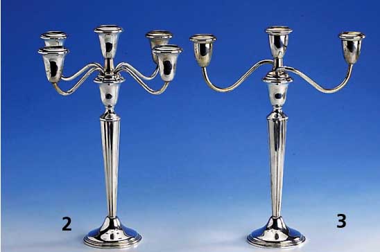 Kerzenleuchter, Amerika, 925er Silber, gefÜllt, 5 Brennstellen, Oberteil abschraubbar, H ca. 33 cm, passend zu Kat.-Nr. 07-03