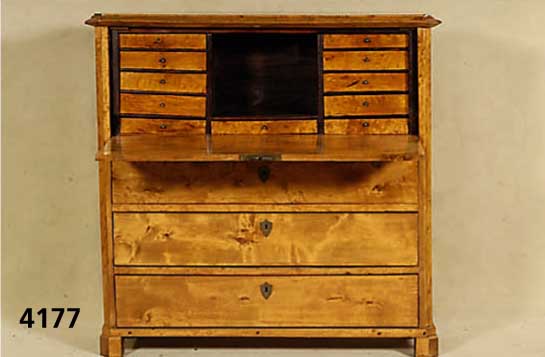 KlappsekretÄr, nordisch, um 1900, Korpus Weichholz, Birke massiv, Birkefurnier, stark verÄndert in der 2. HÄlfte des 20. Jhds., alte ...