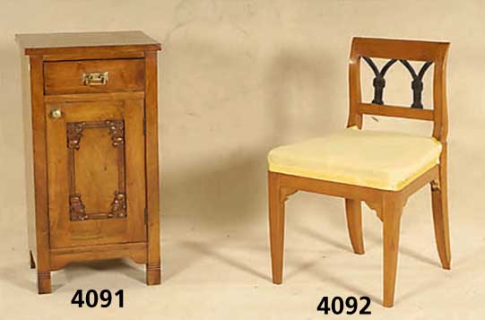 Biedermeierstuhl, deutsch, um 1830/40, Buche massiv, ebonisierte Versprossung der RÜckenlehne, ca. 78x49x45 cm, Sh. ca. 45 cm