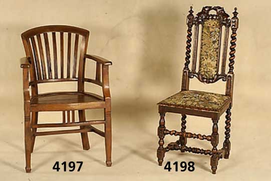 4 ArmlehnstÜhle, England, im sogenannten Kolonialstil, nach dem Vorgeld von 1880/90, Teakholz massiv, versprosst, wuchtig elegant, stabil, ca. ...