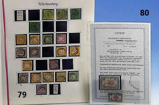 Briefmarken, WÜrttemberg 1851/1920, Über- wiegend gestempelte Sammlung auf AlbenblÄttern , hoher Katalogwert, jedoch die Kreuzermarken in sehr ...