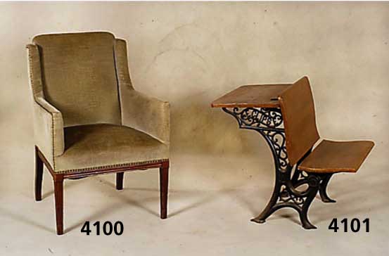 Stuhlsessel, deutsch, um 1910, Gestell Weichholz, Buche bzw. Nußbaum auf Mahagoni gebeizt, gerieft, klassizistisch, Oberteil im Jugendstil, Bezug ...