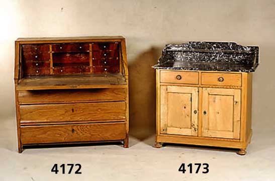 Waschschrank, deutsch, um 1900, Kiefer und Linde, Marmorplatte mit Aufsatz, grau-schwarz geÄdert, abgekantete Ecken, wohnfertig, ca. 97x95x52 cm