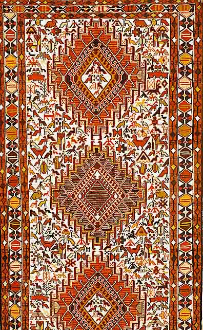 Shahsawan sumakh, Persien, ca. 40 Jahre, Grundgewebe Seide, ca. 212 x 110 cm, EHZ: 2