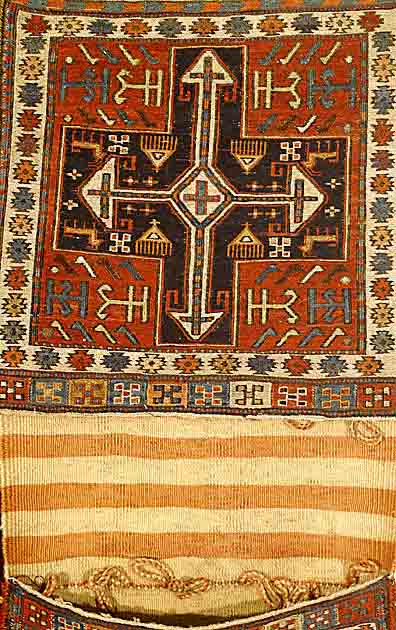 Shahsawan Doppeltasche sumak, Persien, um 1900, Wolle auf Wolle, ca. 98 x 40 cm, EHZ: 2 selten.