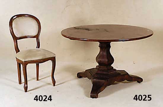 SpÄtbiedermeiertisch, norddeutsch, um 1830, rund, Korpus Weichholz, Fuß 3 AuslÄufer, mit Fadenintarsien, SÄule 6-fach facettiert, ...