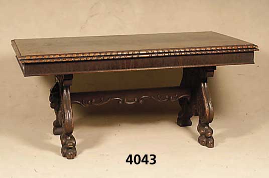 Wangentisch, Belgien/Niederlande, um 1890/1910 , Renaissancestil, Weichholz/Hartholz, Eiche massiv, Wangen in Form von Rocaillen und auf- gesetzen ...