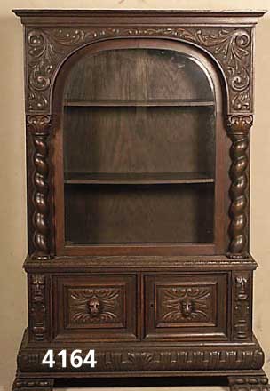 Vitrinenvielzweckschrank, Belgien/Niederlande, um 1890/1910, Renaissancestil, Eiche massiv , Eichefurnier, wuchtige Durchformung, Seite und Front ...
