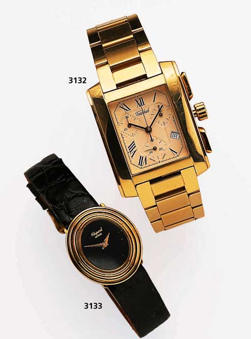 TABBAH Armbandgoldchronograph, Schweiz um 2000, Geh. GG 750/000 incl. Band m. unsichtb. Faltschl., High-Tech-Quartzw., Saphirgl., emailf. ...