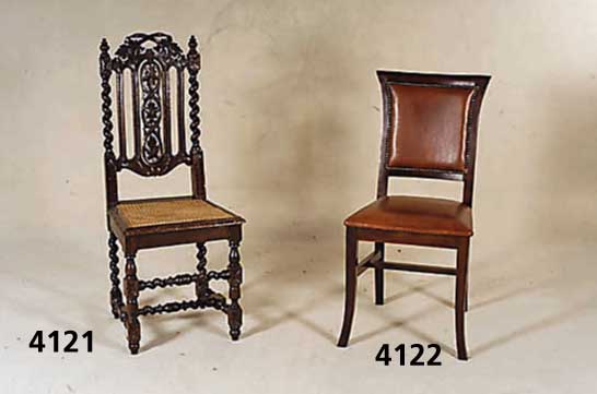 Stuhl, Belgien, um 1890/1900, Eiche massiv, reiche Drechselarbeit, Rohrgeflecht erneuert, gedrehte SÄulen, reiche Blattverzierung in ...
