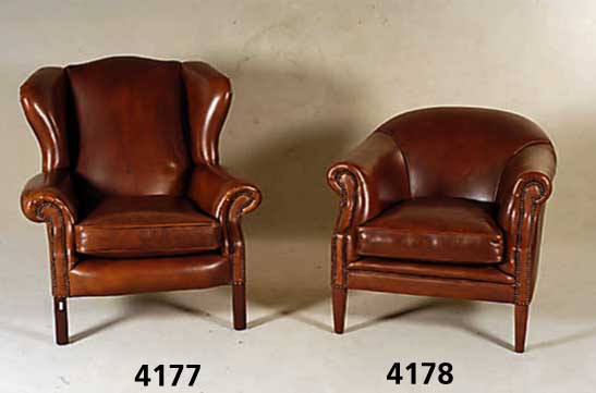 Ledersessel, deutsch, 60er Jahre, Gestell Buche massiv, Lederbezug, paspeliert, Nagel- verzierung, Barockstil, loses Kissen, ca. 83x 83x88 cm, Sh. ...