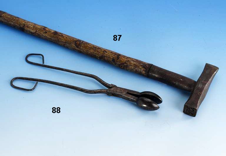 BÜgeleisenzange, deutsch um 1830/40, SpÄtbiedermeierzeit, Schmiedeeisen, sammel- wÜrdig, museal, selten im Angebot, L. ca. 26 cm