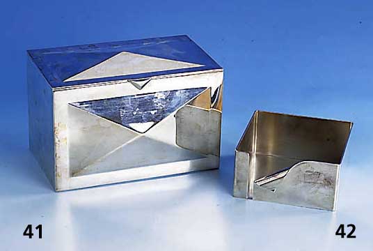 Notizzettelhalter, 925er Silber, ca. 440 g, ca. 10.5 x 10.5 cm, deutsch Gebr. KÜhn, SchwÄbisch GmÜnd