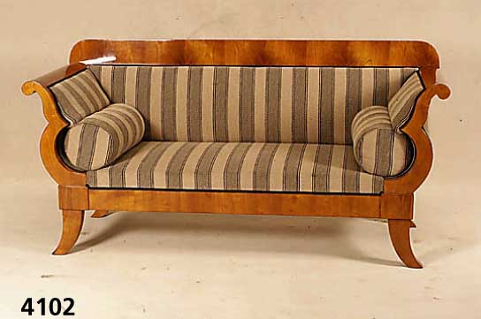 Sofa, im Biedermeierstil, Korpus Weichholz, Kirschbaum massiv, Kirschbaumfurnier, z.T. ge- spiegelt, nach dem Vorbild von 1830/40, wohnfertig, ...