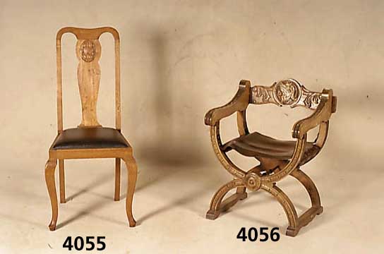 Scherenstuhl, deutsch, um 1890/1900, nach altrÖmischem Vorbild, Buche massiv, klassische Akanthusblattverzierung, RÜckenlehne Schnitzerei aus ...