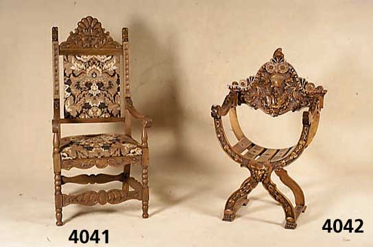 Stuhlsessel, deutsch, um 1880/90, nach dem franzÖsischen Vorbild von 1700/20, reiche Schnitzerei aus dem Vollholz, Muscheln, Rocaillen und KÖpe, ...