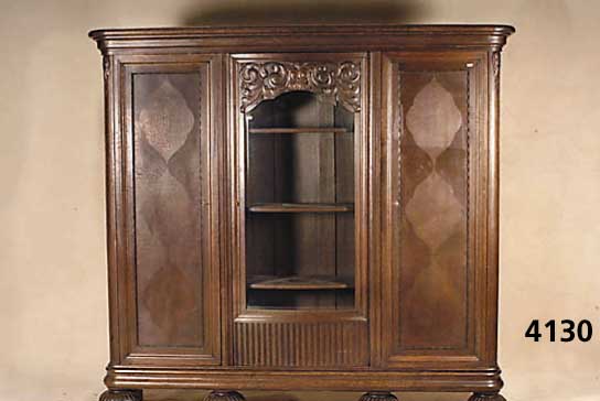 BÜcherschrank, deutsch, um 1910/12, Korpus Weichholz/Hartholz, auf Rahmen gearbeitet, Barockstil mit Jugendstileinfluß, Eiche massiv , ...