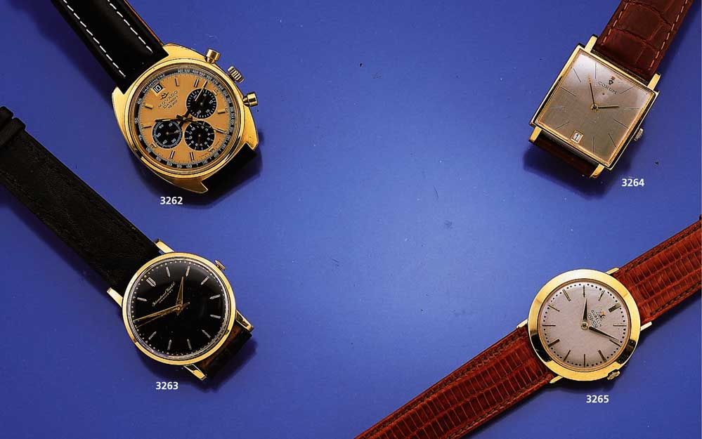 GÜBELIN Herrengolduhr, Schweiz um 1960, GG 750/000, Boden u. Glasr. gedr., Blatt rest. Rundankerw., 18 St., Handaufz., Basiskal. Pesseux 320, ...