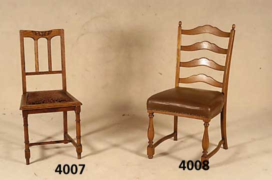 5 StÜhle, Belgien um 1910, Eiche massiv, gedrechselt, rest. bedÜrftig, Gebrauchsspuren, ca. 92x44 Sh 44 cm