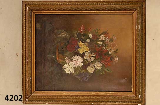 Blumenstilleben, um 1900, Maler unbekannt, Rahmen beschÄdigt, Gebrauchsspuren, ca. 92x72 cm